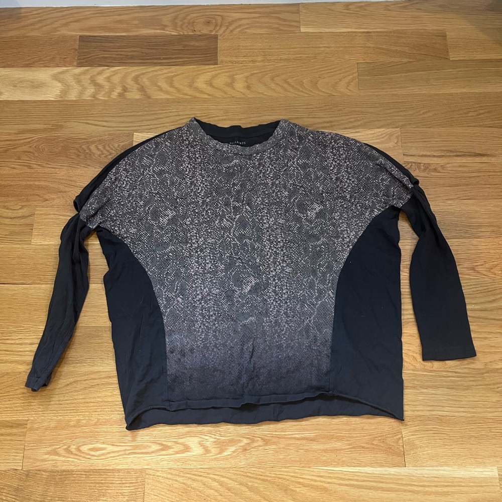 All Saints Black, Gray & Pink Snake Print Shirt